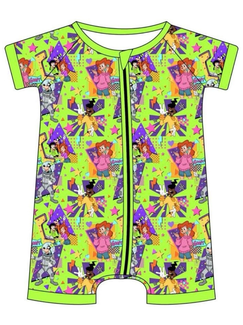 BAMBOO Neon Green and Purple Cartoon Print Kids shortie